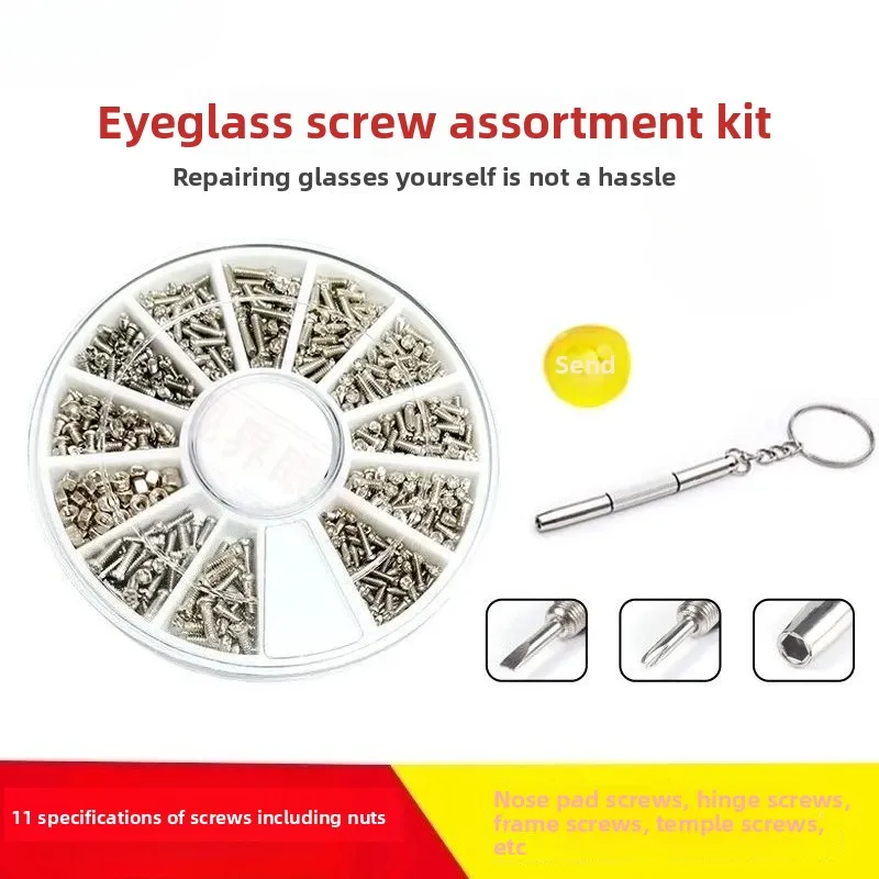 120pcs  Screws Nuts Assortment Kit M1 M1.2 M1.4 M1.6 Screw for Watches Glassess Frame Repair Tools with Screwdriver