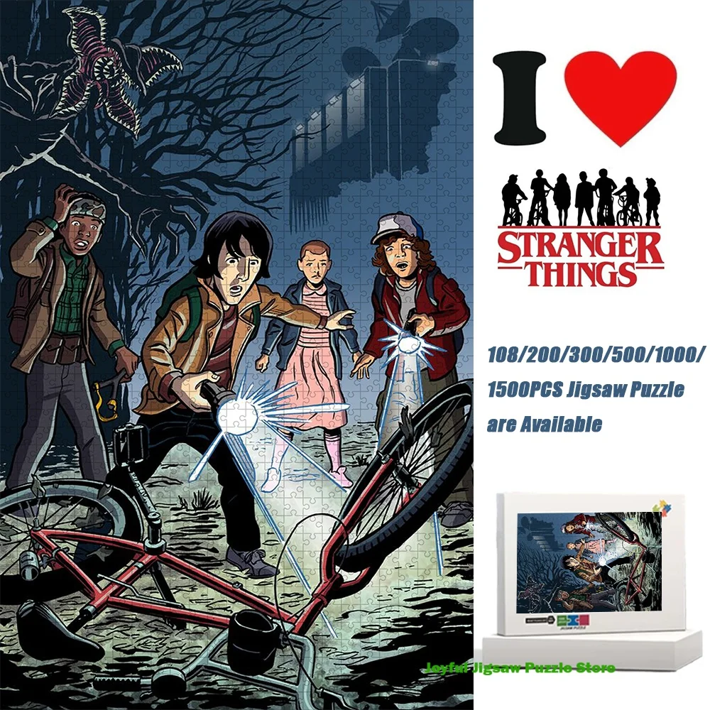 Stranger Things Jigsaw Puzzle Kids Vs Demogorgon Forest Scene Decompression Toy Unique Horror Collectible Gift for Fans