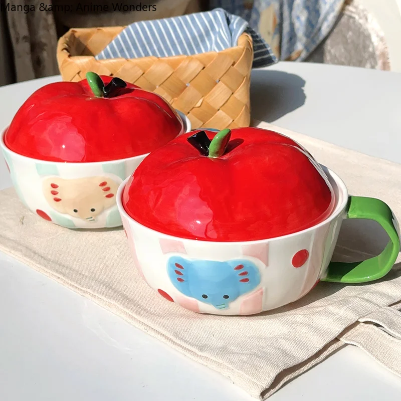 

Anime Love and Deepspace Caleb Cosplay Crockery Tableware Ramen Bowls with Spoon Ceramic Red Cover Band Noodle Bowl Gift