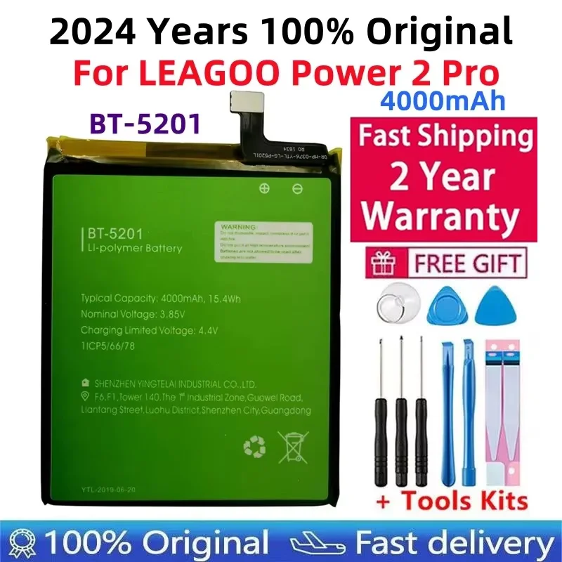 

Original High Quality Battery For LEAGOO Power 2 Pro, BT-5201, 4000mAh, Mobile Phone Batteries, Free Tools, 100%