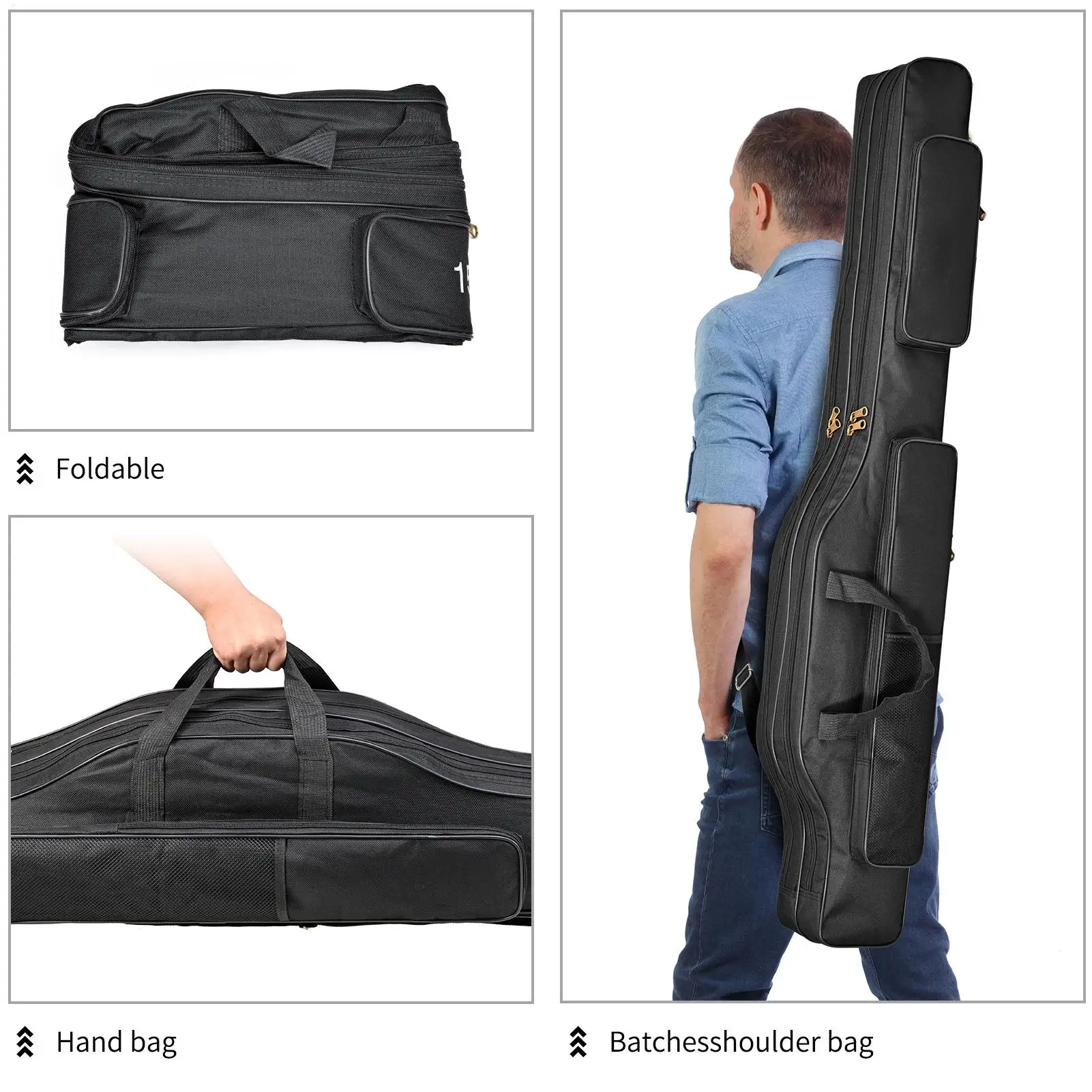 

Fishing Rod Bag Foldable Oxford Pole Storage Holder With Handle And Adjustable Strap Fishing Rod Travel Case For Reel Women Boys