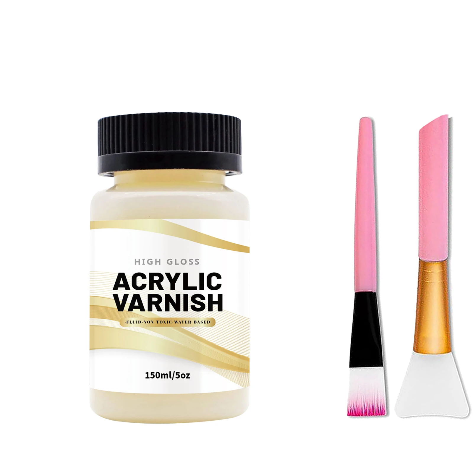 1/2/3Pcs 150ML Gloss Varnish Clay Varnish Scratch Resistant Air-dried Clay Glaze With Brush For Ceramic Wood Acrylic Paint