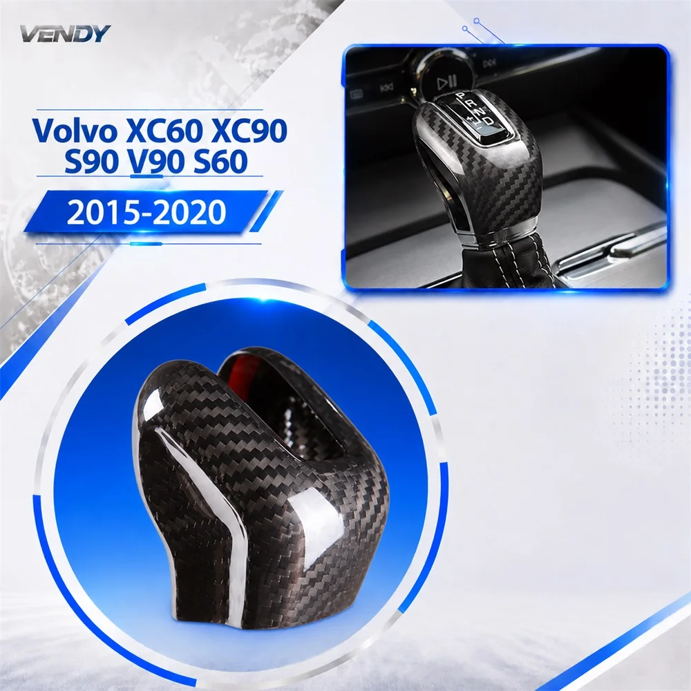 Real Carbon Fiber For Volvo XC60 XC90 S90 V90 S60 2015-2020 Car Central Control Gear Knob Trim Cover Shift Head Sticker