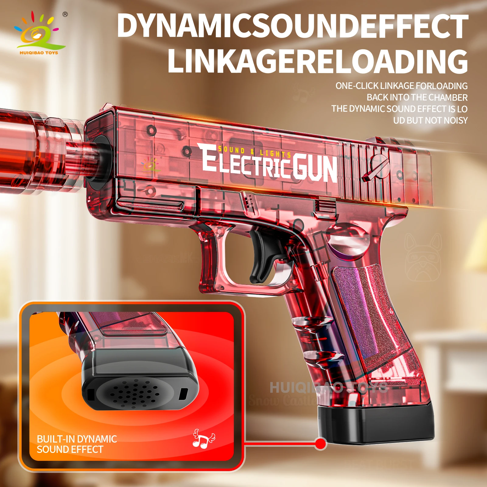 새로운 협업형 전기 스프레이 에디션 사운드 & 라이트 장난감 총 라이트 효과, 스프레이 기능, 진동, 사운드 효과 장난감 선물