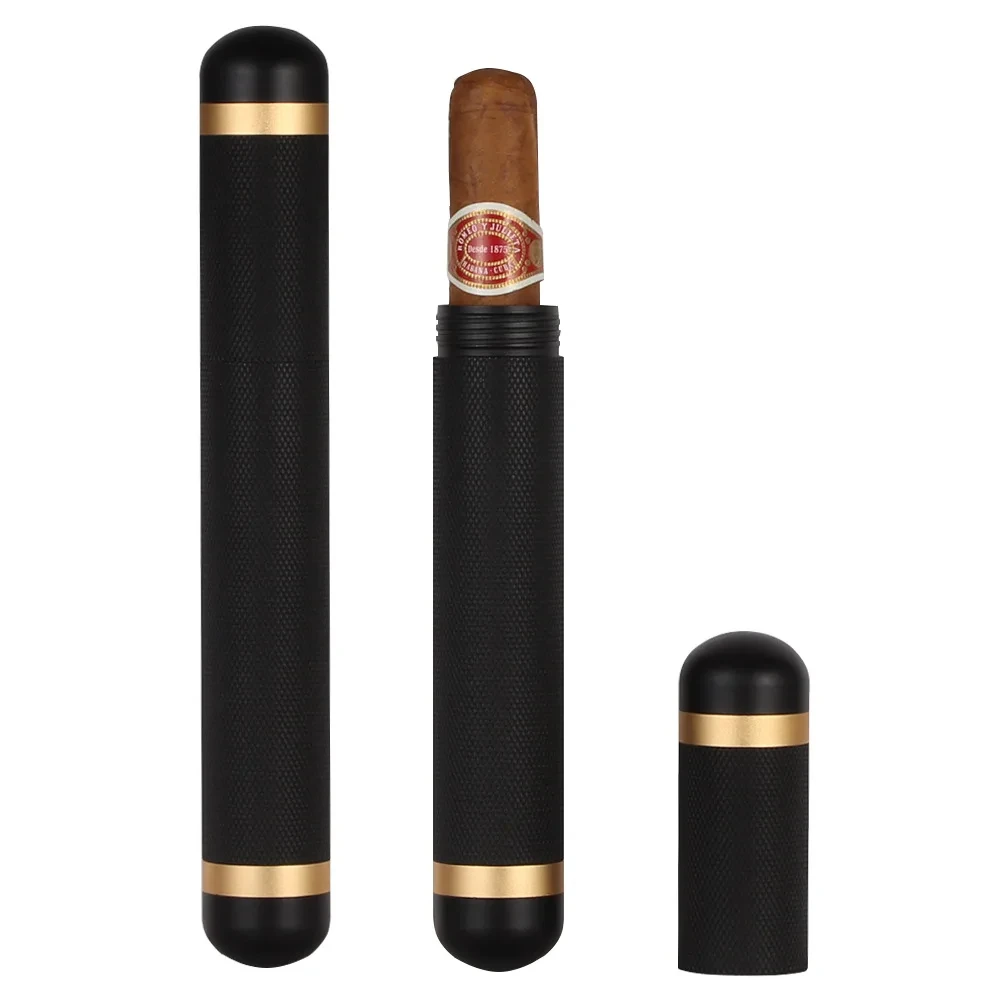 EVIL SMOKING Portable Titanium Cigar Case Storage Tube Travel Pocket aluminum alloy Tobacco Cigarettes Holder Cigar Accessories