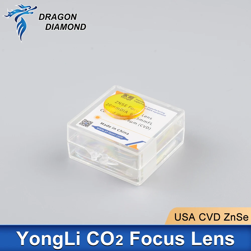 Yongli CO2 Focus Lens USA CVD ZnSe Diameter 20mm FL 38.1 50.8 63.5 76.2 101.6 127mm for CO2 Laser Engraving Cutting Machine