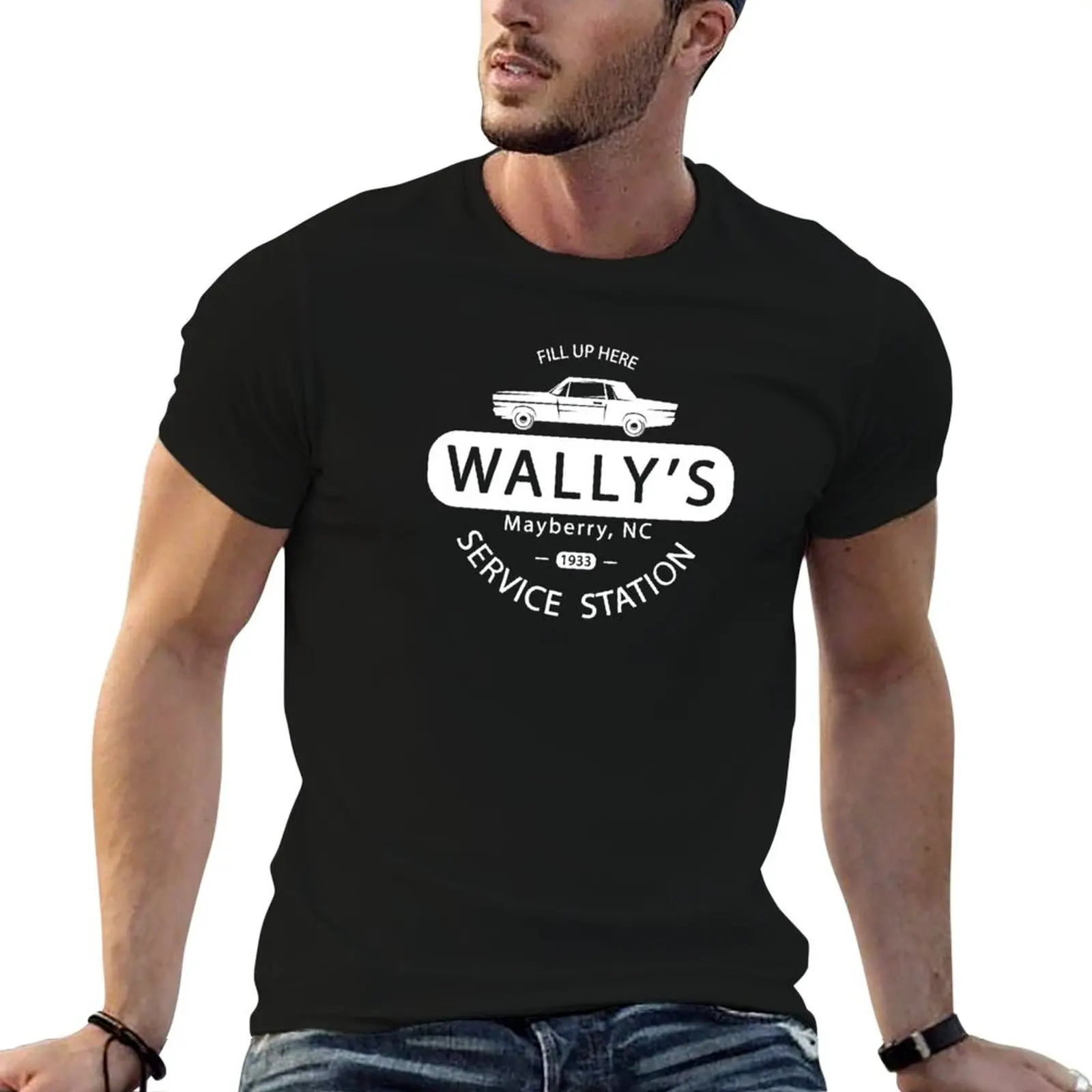 

Andy Griffith Show Wally's Service Station Classic TV T-Shirt oversized graphic tee blanks clothing for men