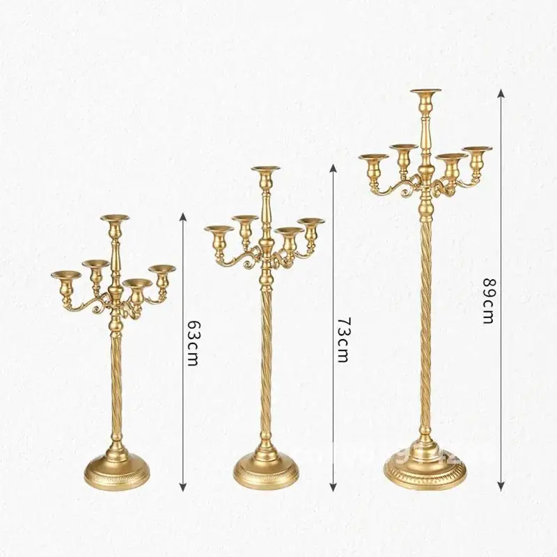 63/73/89cm Metal Candelabra 5 Arms Gold White Silver Candle Holders Candlestick for Wedding Table Decorations Pillar Decor