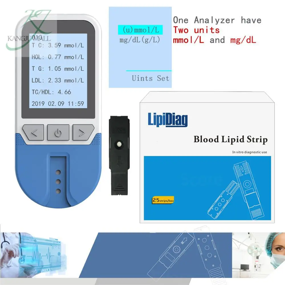 

4in1 Optics Blood Lipid Analyzer (tc)l&(hdl) & (tg)&(HDL-C)Instrument and 25 test paper set