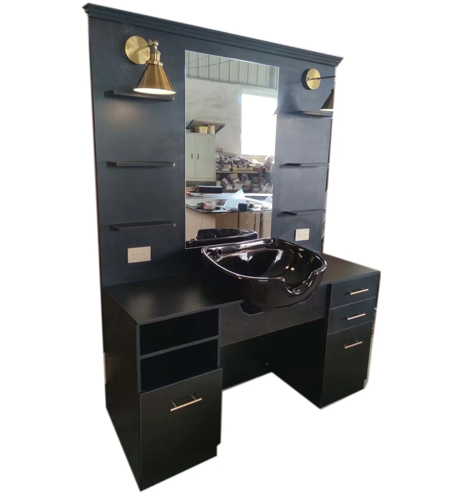 

Modern Design Style High-End Retro Barber Shop Mirror Table Men's Oil Head Hair Salon Special Made Of MDF