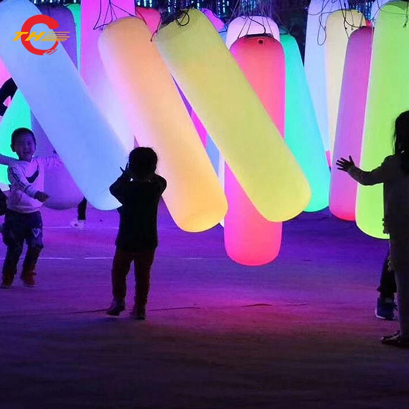 Iluminación LED inflable, columna táctil, Pilar brillante para evento, fiesta, iluminación inflable, tubo interno colgante