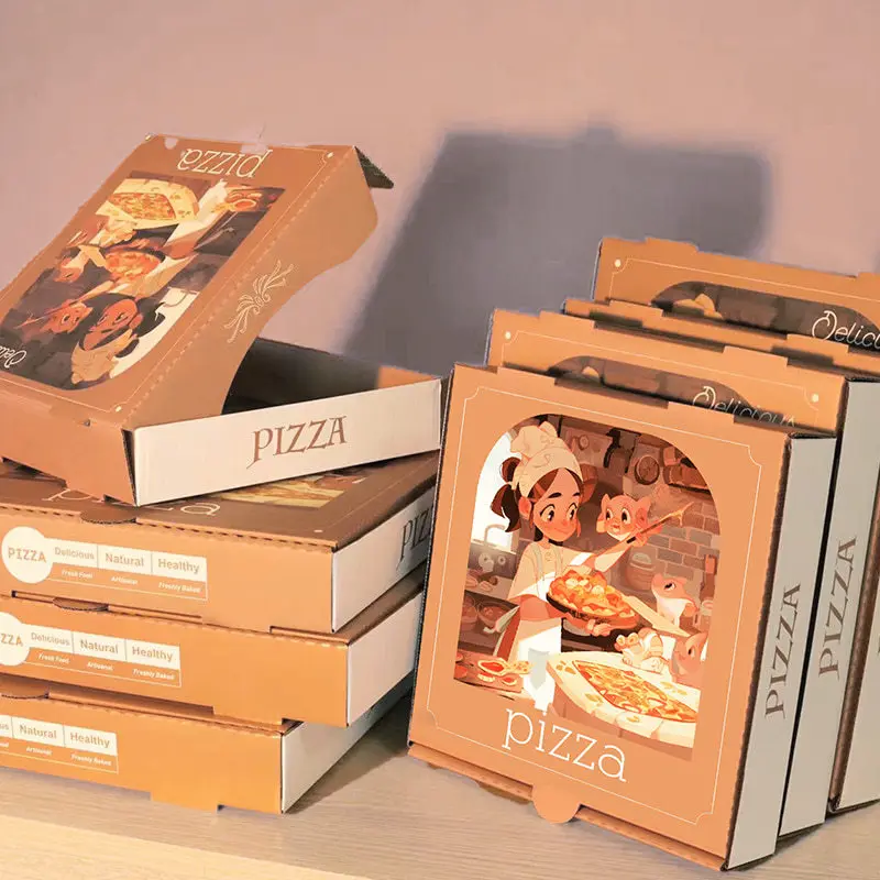 Aluminum Coated Pizza Boxes Pizza Delivery Packaging Case Thickened Corrugated Aluminum Foil Box Not Afraid of Deformation