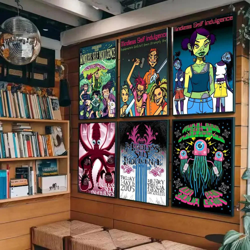 M-Mindless Self Indulgence Band Poster Sticky Painting Prints Wall Art Waterproof Home Living Bed Room Bar Cafe Aesthetic Decor