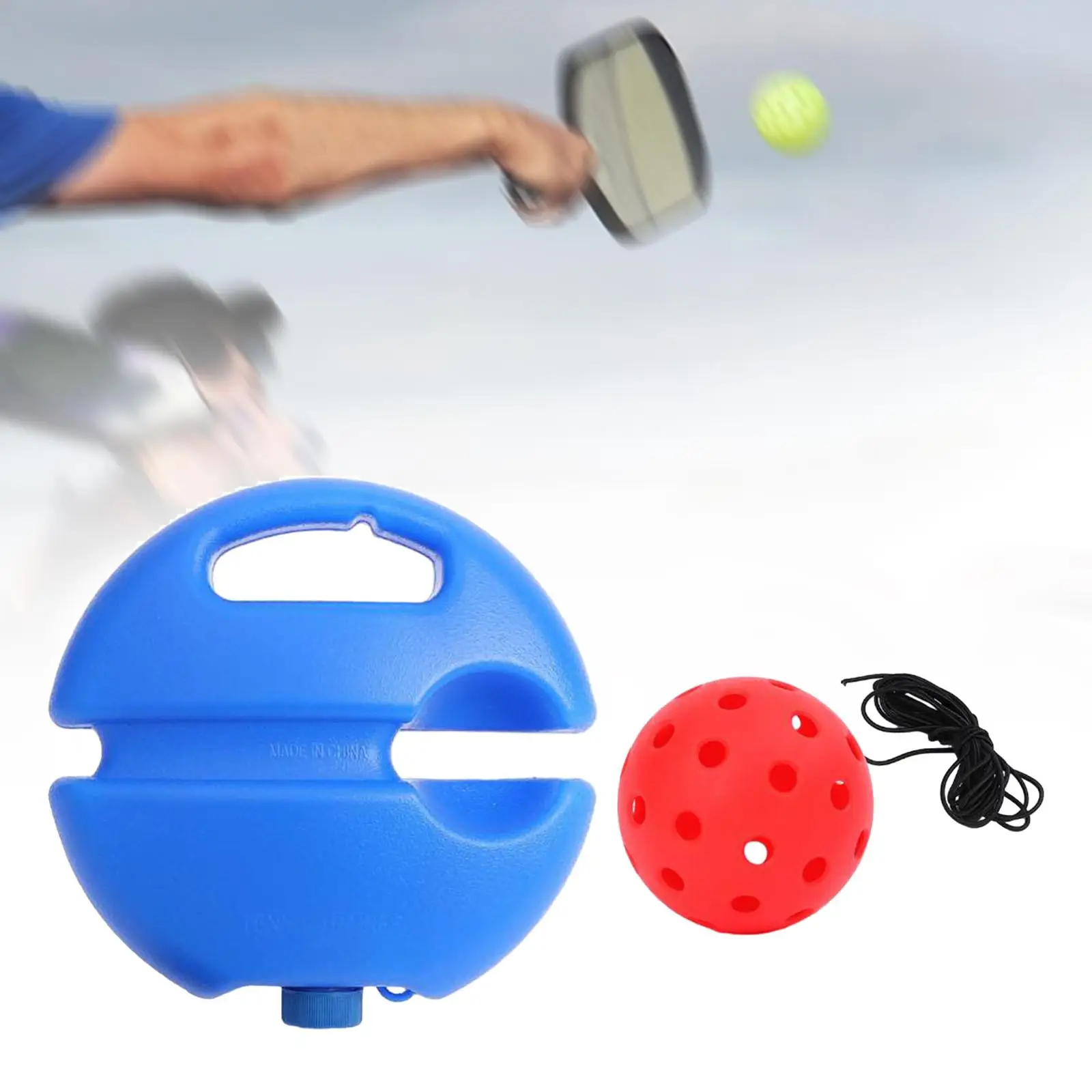 เครื่องยิงพิเคิลบอลสำหรับฝึกการตีพิเคิลบอลแบบพกพาอุปกรณ์ช่วยฝึกเทนนิสสำหรับมือใหม่กีฬากลางแจ้ง