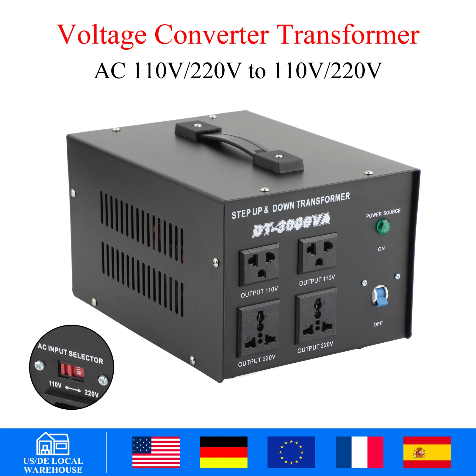 US Voltage Transformer AC 110V to 220V OR AC 220V to 110V Step Up & Step Down Converter 500W for Home Appliances