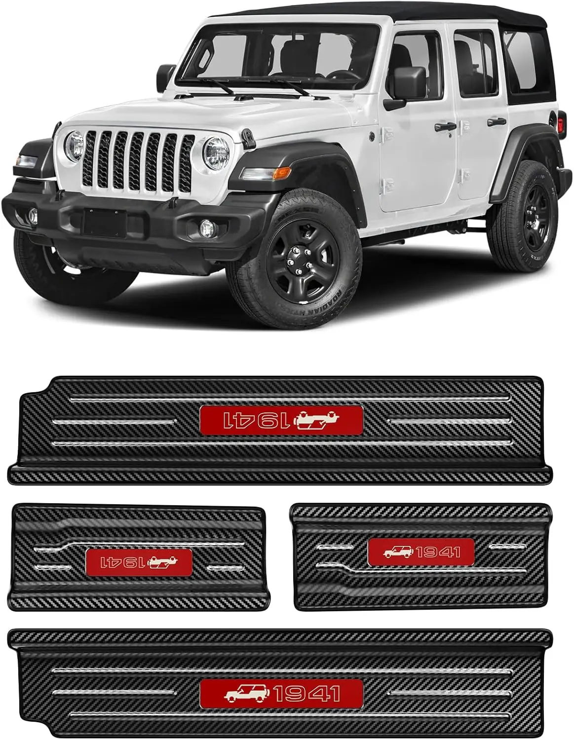 

Carbon Fiber Door Sill Guards Compatible For Jeep Wrangler JL JLU 2018- 026 & Gladiator JT 2020-2026 Accessories Stainless Stee