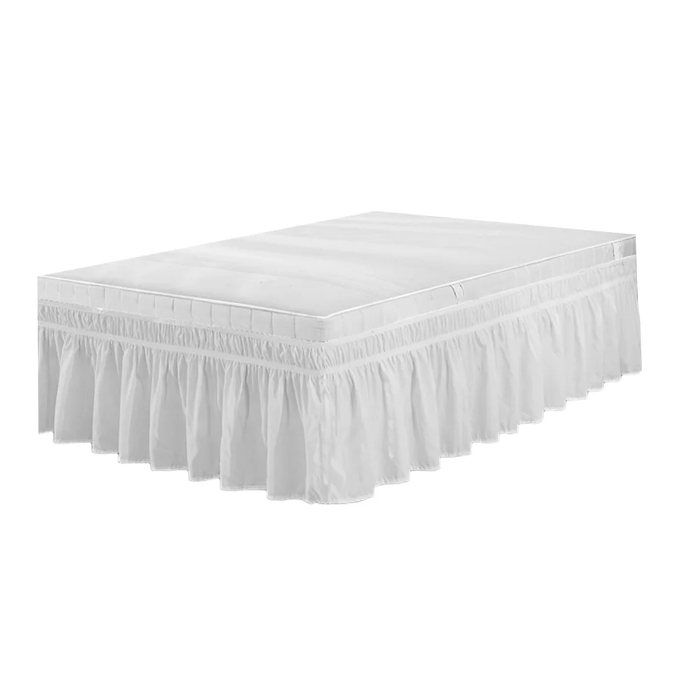 Elastic Dust Ruffle Bed Shirt Fashion Polyester Bed Bedding Pleated Skirt for Home Hotel - 100x200cm (White)