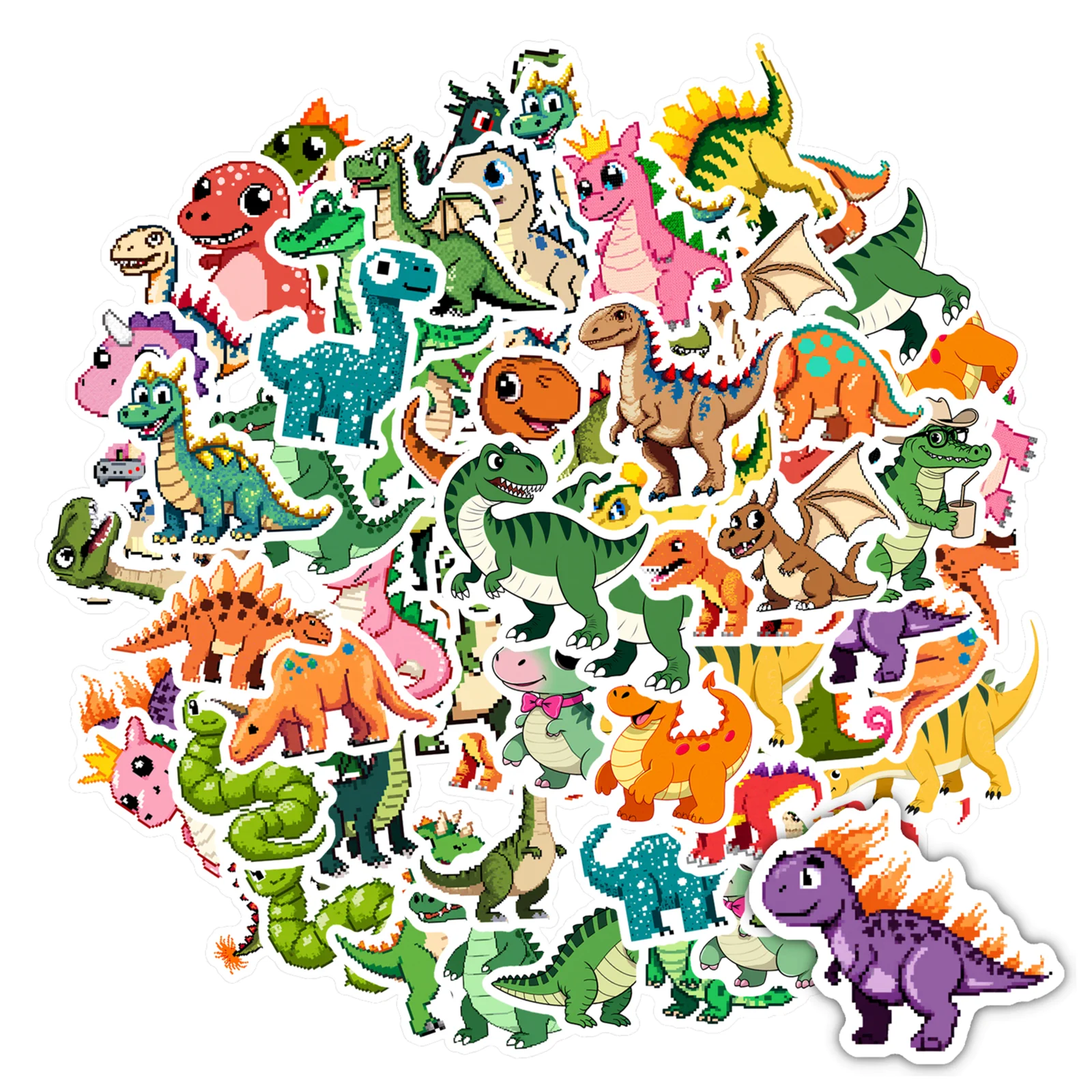 

35 шт. игривых наклеек с доисторическими существами, милые наклейки с динозаврами, канцелярские наклейки для гитары, ноутбука, шлема