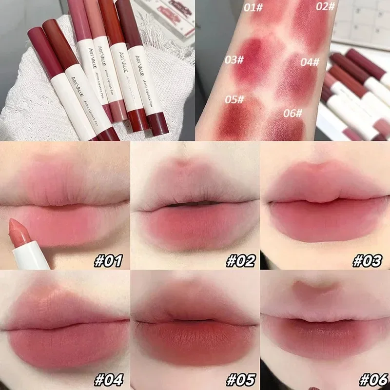 Lápiz labial de terciopelo sedoso, lápiz de maquillaje antiadherente, delineador de labios de contorno duradero, resistente al agua, delineador de labios