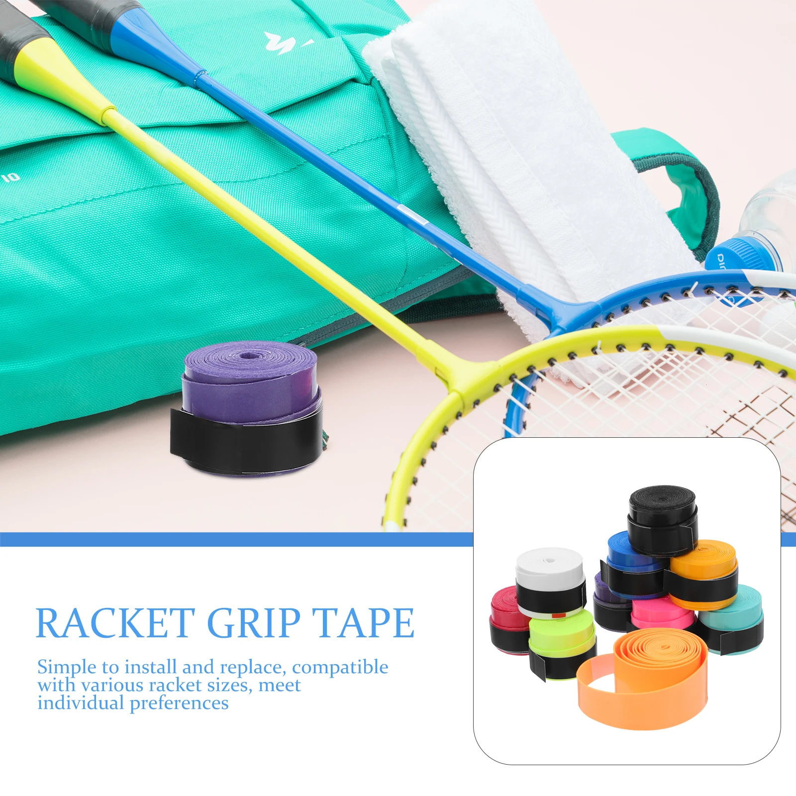 

10Pcs Tennis Badminton Racket Grip Tape Non-Slip Comfortable Overgrip for Pickleball Handle Wrap Racquet Grip Pickleball Wrap