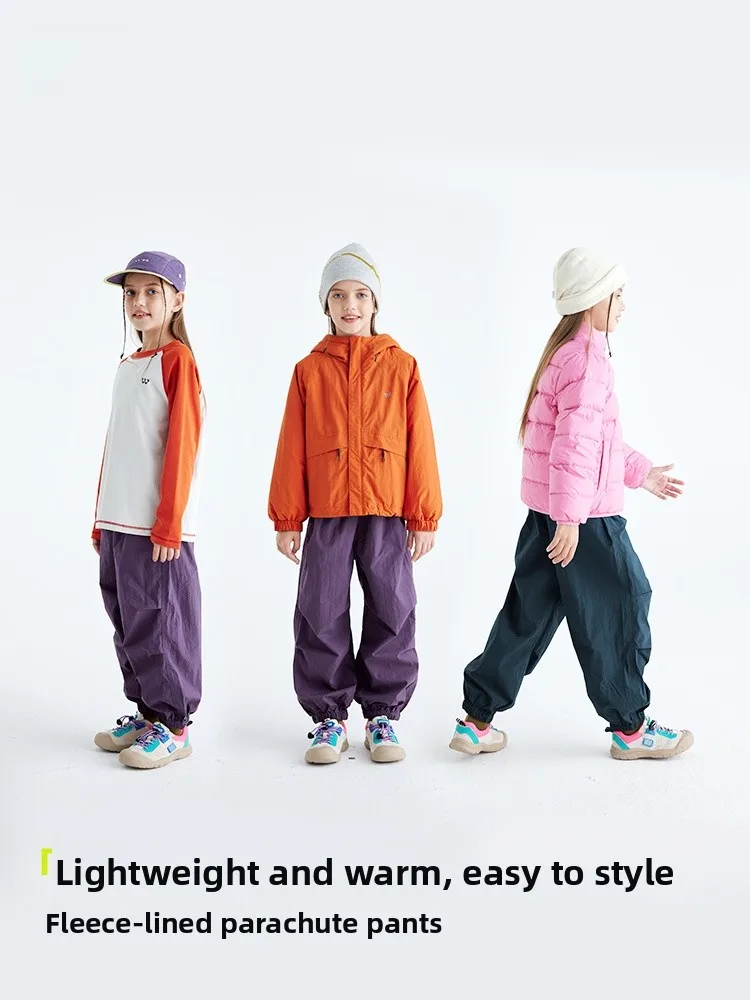 Purrfect Diary Children's Fleece Lined Workwear Trousers Outdoor Sports Long Pants Winter Warm Trousers for Boys And Girls