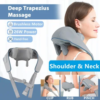 Foreverlily 26W Neck And Shoulder Massager Wireless Shoulder And Back Kneading Massage…