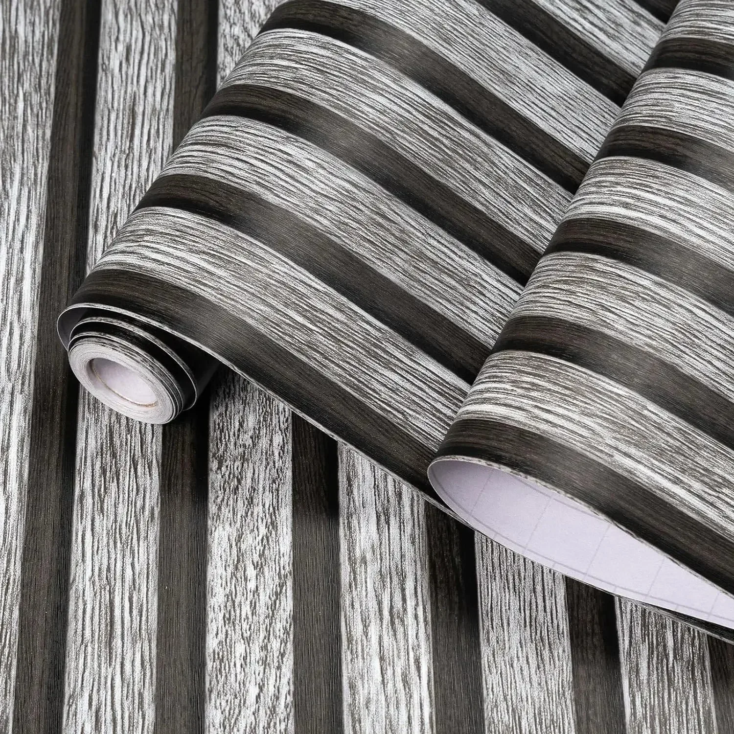 45cm Wide Self-Adhesive Imitation Wood Stripe Wallpaper PVC DIY Waterproof Desk Cabinet Renovation Wall Stickers for Background