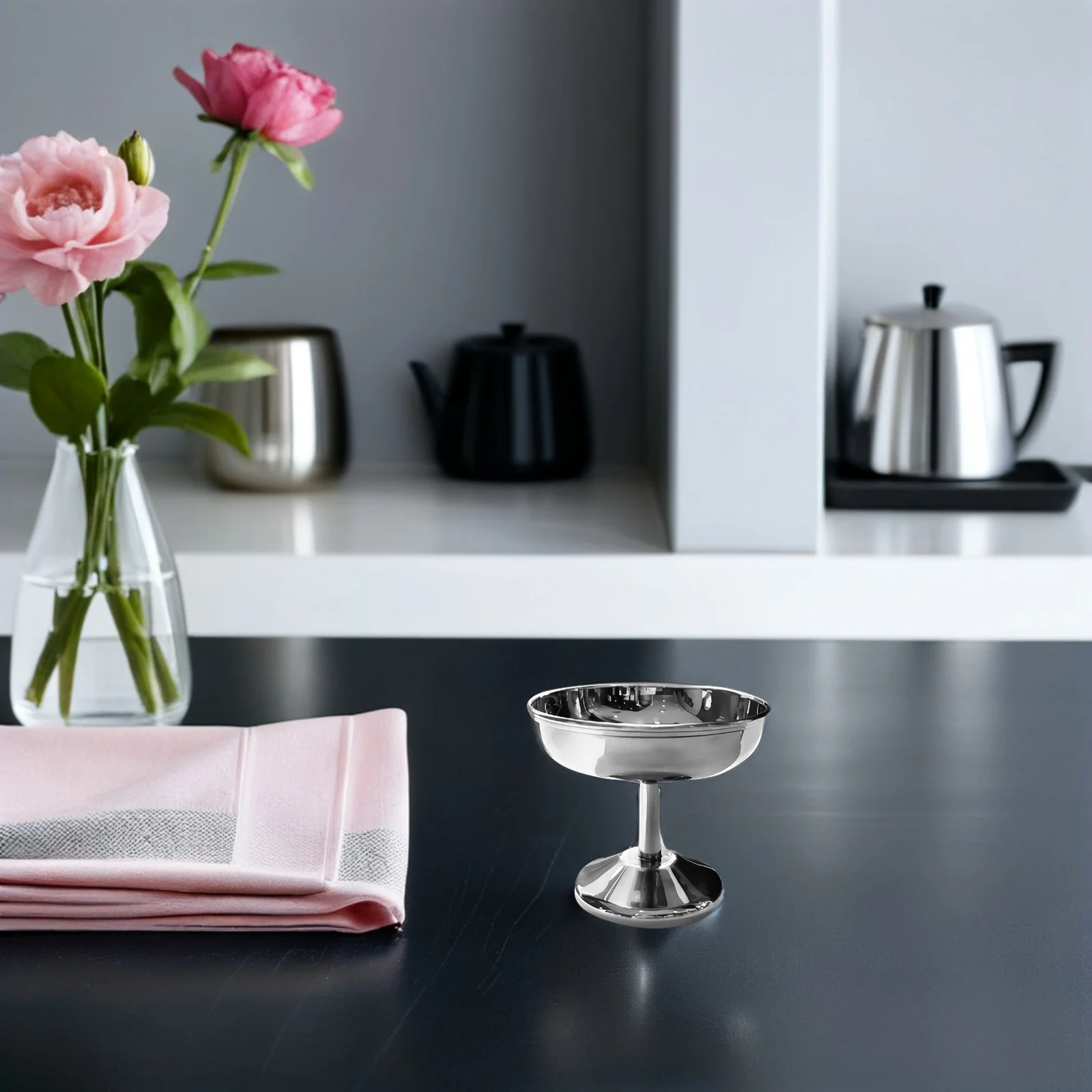 2 قطعة أكواب الحلوى الفولاذ المقاوم للصدأ تصميم عصري أنيق للمنزل حفلة الآيس كريم الزبادي بودنغ الفاكهة وعاء للوجبات الخفيفة قابلة لإعادة الاستخدام #5