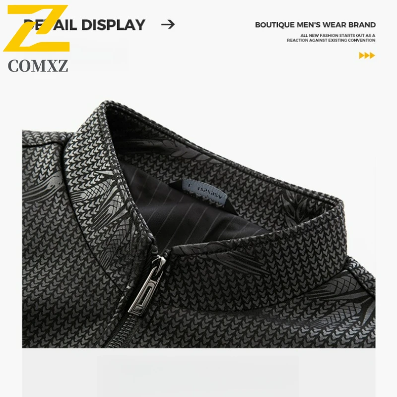 Male Fashion Baseball Leather Jacket Streetwear Men Outerwear Leather Coat 2025 New Men Stand Collar Club Motorcycle PU Jacket