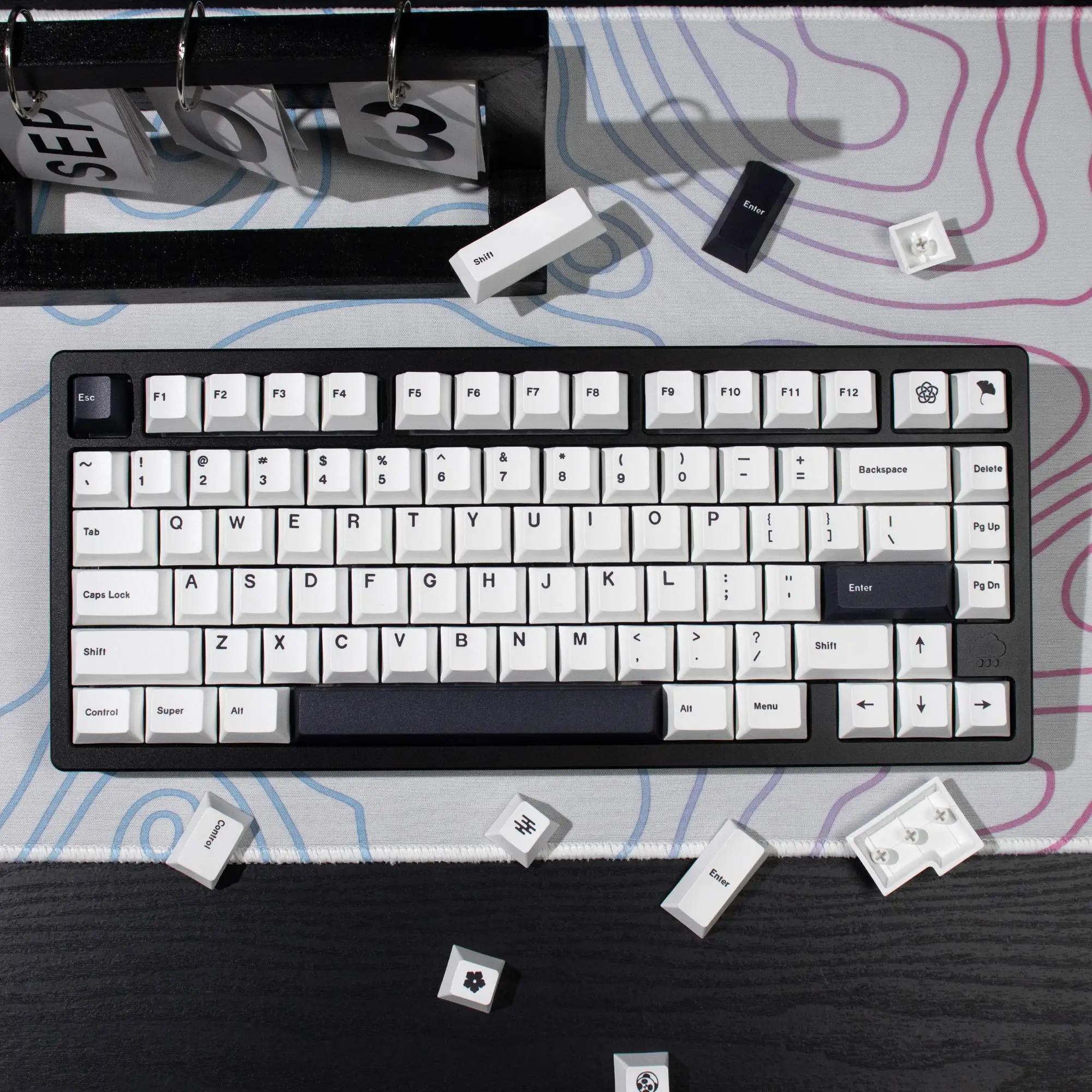 Imagem -04 - Minimalismo Keycaps para Teclado Mecânico Inglês Japonês Dye Sub Perfil Cherry Pbt Wob Bow Preto Branco mx Switches