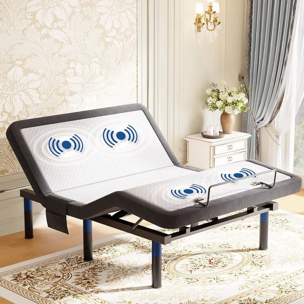 Luxury Adjustable Bed Frame with Massage, Ergonomic Tilt, Zero Gravity, 4 USB Ports, LED Lights, Remote Control