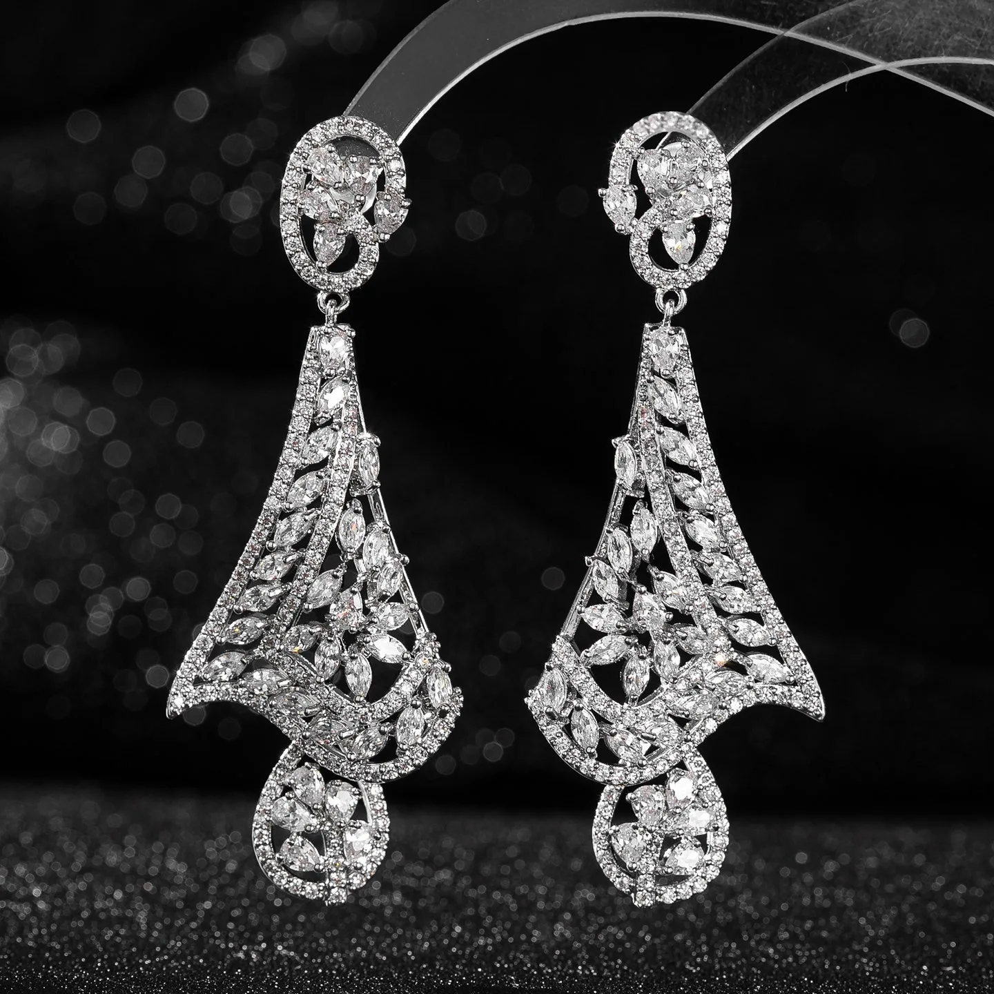 Bilincolor Elegant Flower Earrings With Colored Zircon  for Women