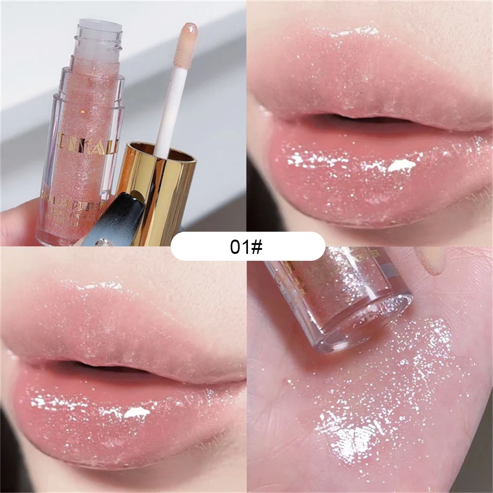 Diamond Shimmer Glitter Lip Gloss 5 สีประกาย Glitter Liquid โปร่งใสลิปสติก Pearl Lip Gloss เซ็กซี่ Pouty Lip Make Up