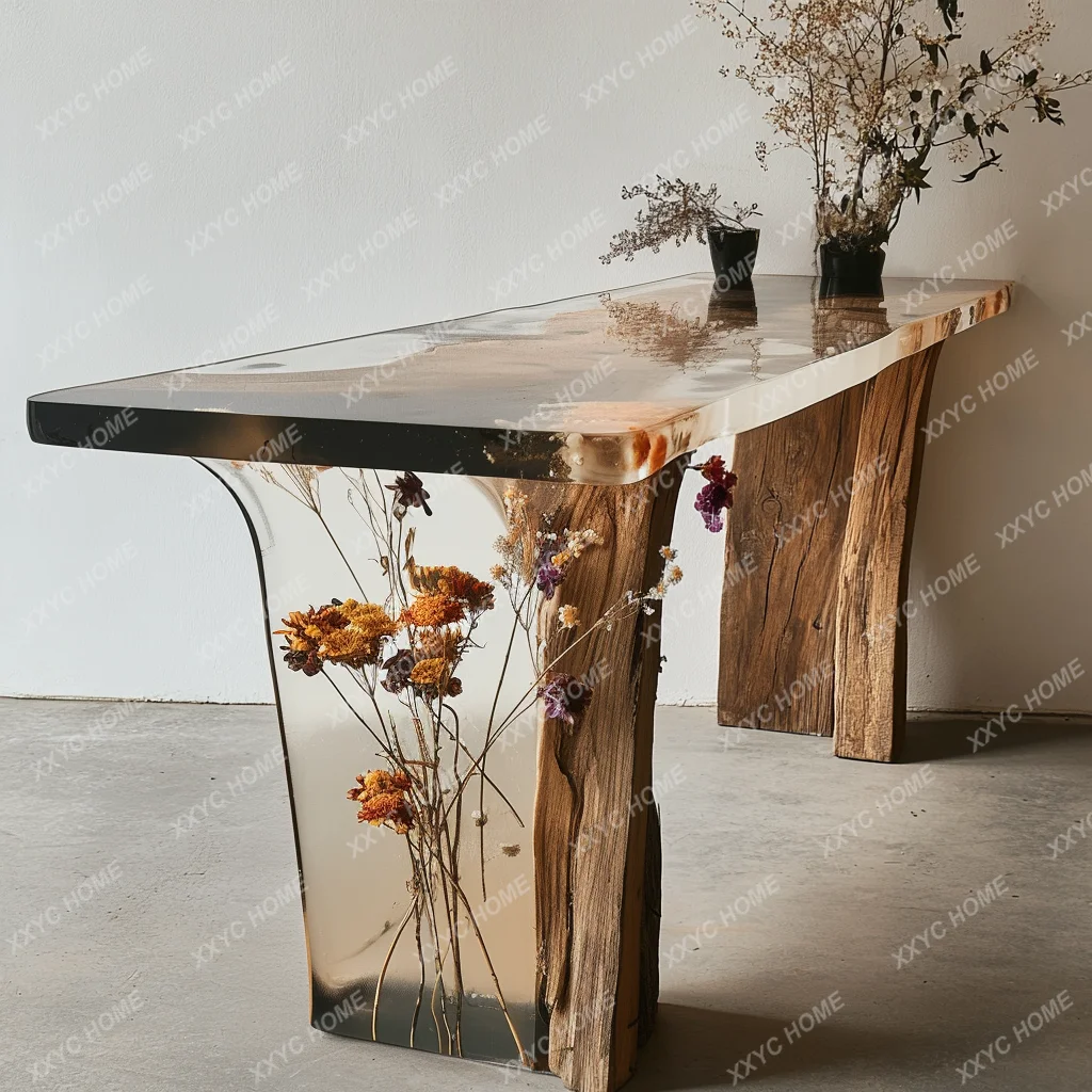 TT Epoxy resin river table coffee table creative personality small apartment living room home simple modern light luxury table 9