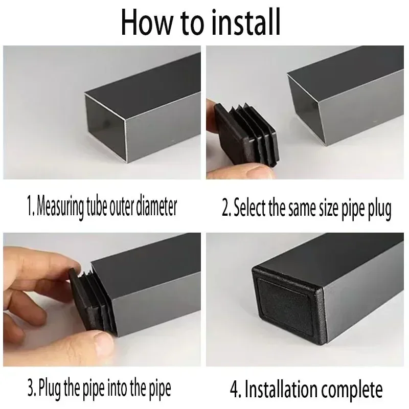 16pcs Plastic Rectangle Blanking End Caps Tube Pipe Inserts Plug Square Inner Plug Table anti-slip Chair Furniture Foot Cover