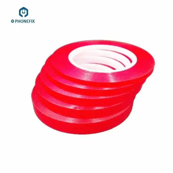 2/4/6/8/10/12mm x 25M PET Red Film Clear Double Sided Tape Heat Resistant Transparent Acrylic Tape for Phone LCD Screen Repair