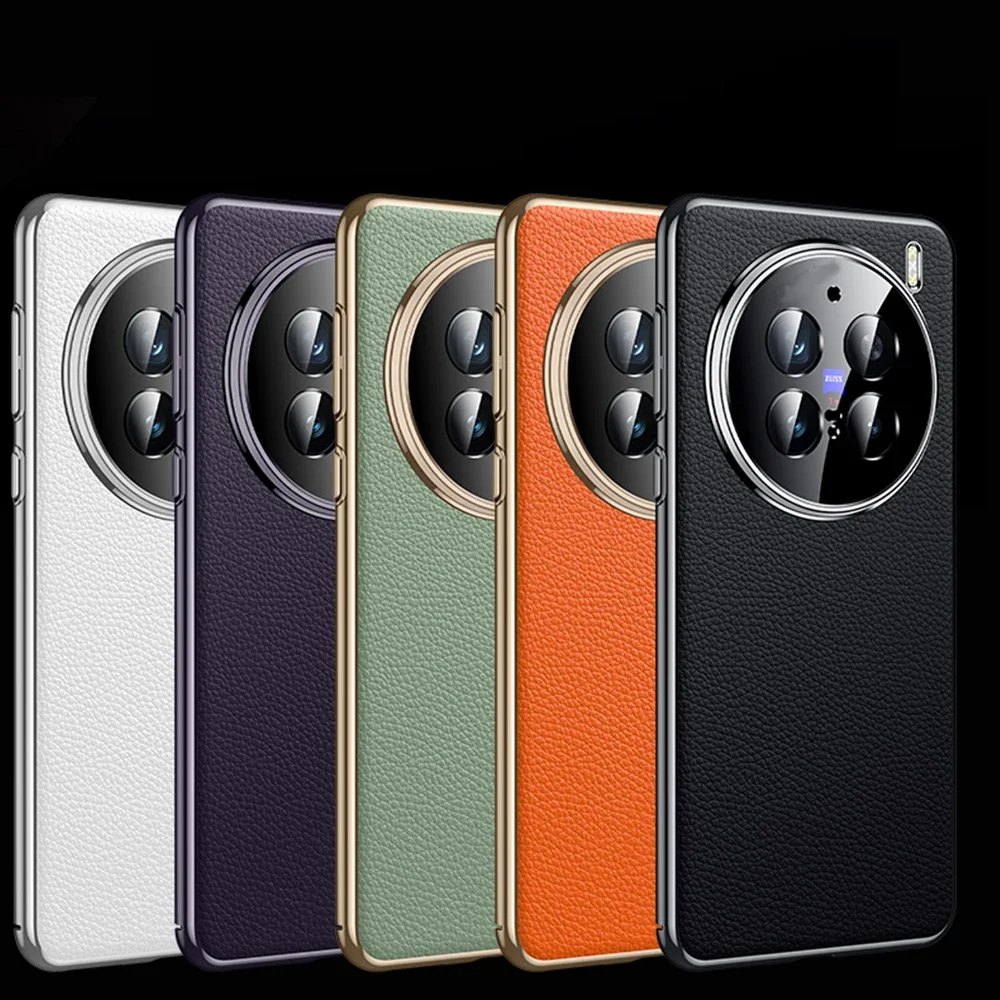 

Leather Phone Case for Vivo X300 X100 Ultra X200 FE V40 Pro T3 T4 Ultra Lens Protect Shockproof Hard Plating PC Back Cover Cases
