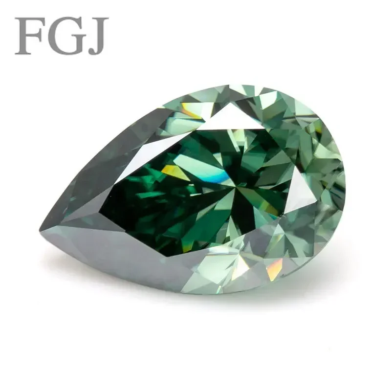 

Green Loose Moissanite Simulated Diamond Brilliant Pear Cut VVS1 Clarity Gemstones for Engagement Jewelry Making Diy Charms