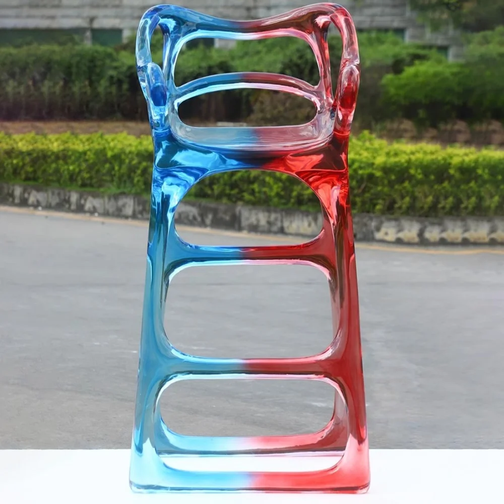 *Pioneer Design Resin Bar Chair Gradient Counter Stool Artistic Furniture for Commercial Space