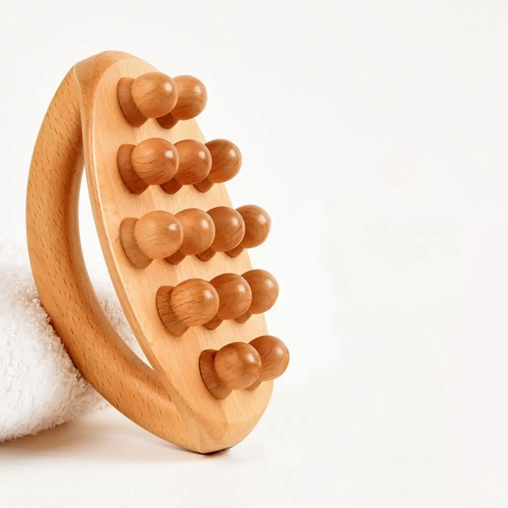 14 Beads Gua Sha Massage Brush Eliminate Local Fat Anti Cellulite Wooden Mushroom Massager Relaxation Tool Burrfree