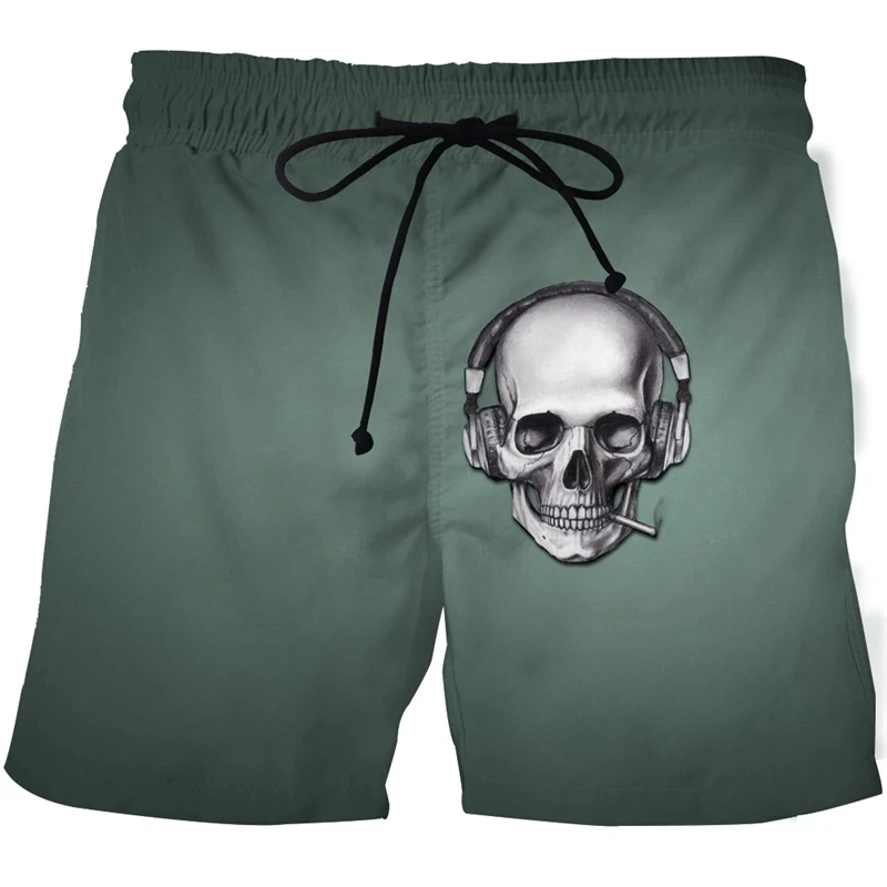 Homens e Mulheres 3D Skull Print Beach Shorts, Roupa Casual, Streetwear, Calças Kids, Carga, Fashion, Plus Size, S-7XL, Novo, Verão