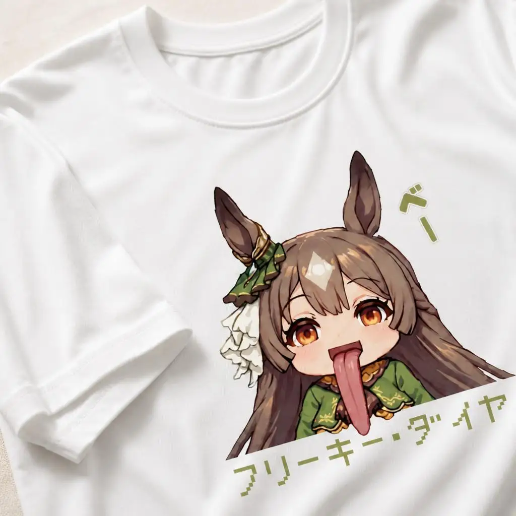 Freaky Satono Diamond Long Tongue Meme Umamusume Men T Shirt 100% Cotton Clothing Fun Short Sleeve Tee Gift T-Shirts