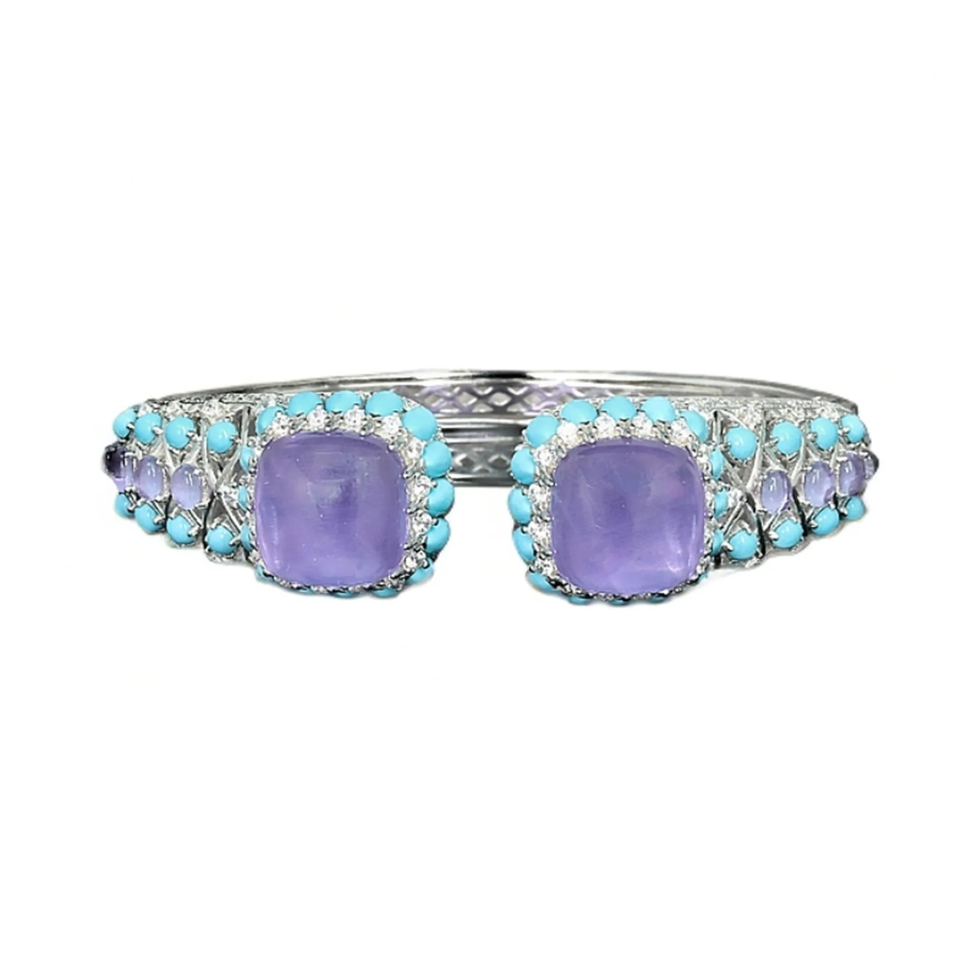 

New S925 Silver Bracelet High Carbon Diamond Blue Turquoise Egg Noodles Versatile Jewelry for Girls Bracelet Wedding Jewelry