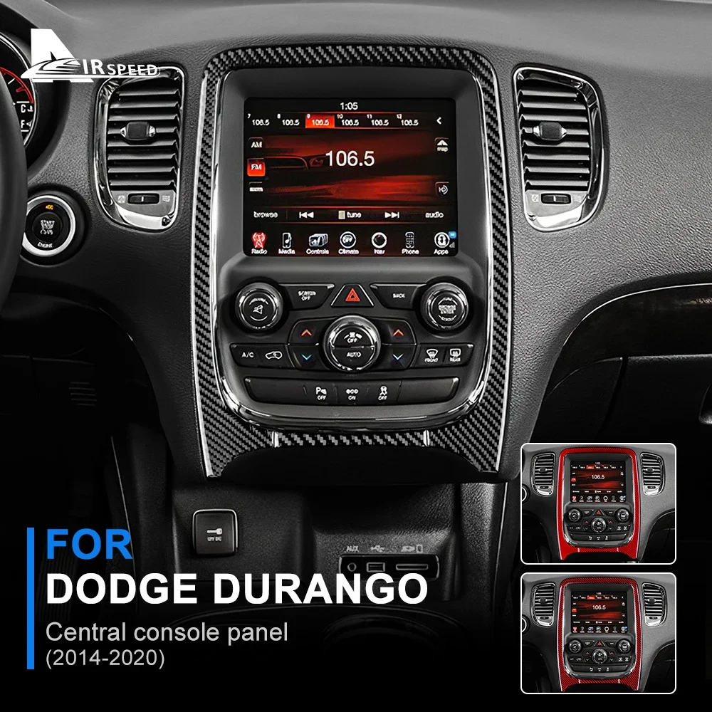 

Car Central Control Navigation Panel Cover Real Carbon Fiber Sticker for Dodge Durango 2014-2020 Center Console Interior Trim