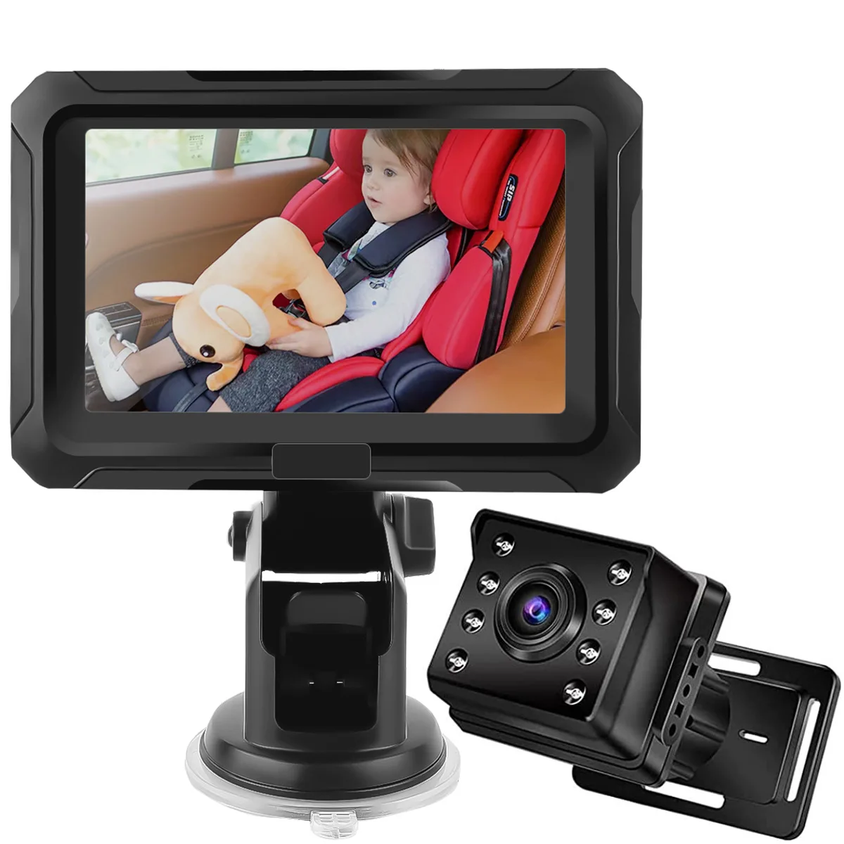 4.3 inch car baby mirror monitor screen kit with 1080p high definition night vision camera