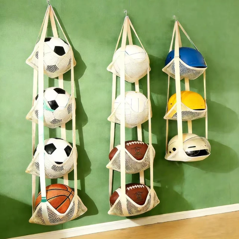 Wall Mounted Hanging Ball Storage Rack, Door Organizer for Football Doll Helmet Convenient Daily Storage