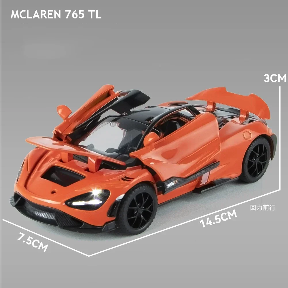 765LT Supercar Lega 1:32 Fonde sotto pressione Veicoli giocattolo Fonde sotto pressione Modello di auto giocattolo in metallo Giocattolo da collezione con suono e luce