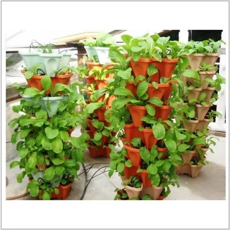 Hot Sell Self Watering Outdoor Durable Tower  Planters Vertical Garden Stacking Pots Systems