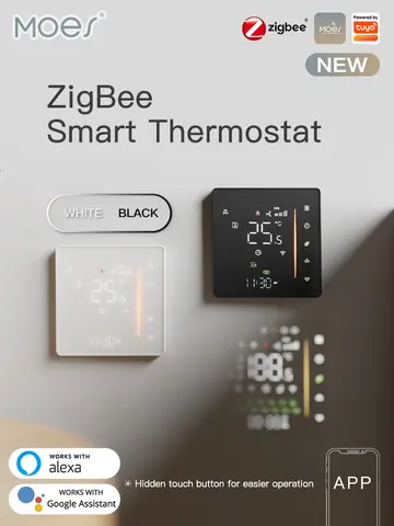 MOES Zigbee 온도 조절기 물/전기 바닥 난방 가스 보일러 습도의 실내 온도 컨트롤러 Tuya Alex 5A16A와 함께 작동