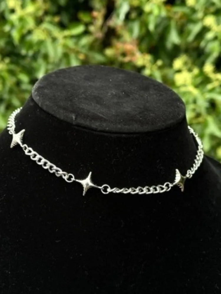 New Double Four Corner Star Bead Splicing Necklace with Cold Style, Personalized Accessories, Niche Hip Hop, Cool Trendy